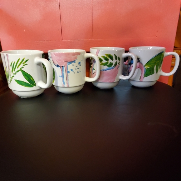 Stackable flamingo mugs with holder 4 mugs NWT - Picture 5 of 12